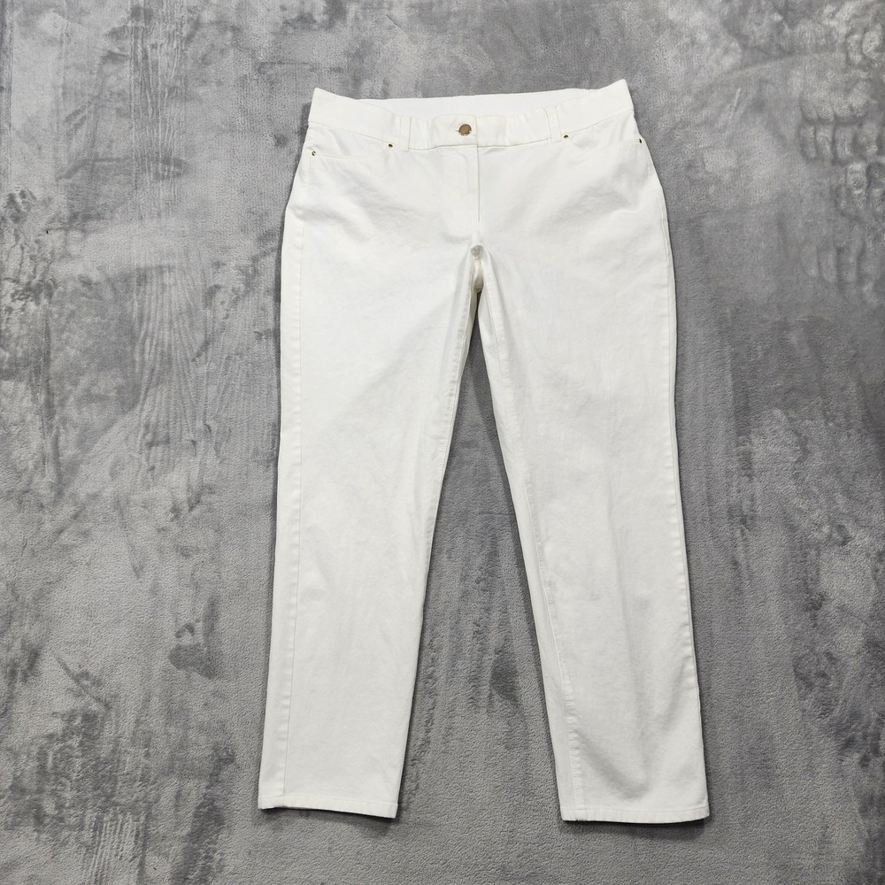 Alfani‎ Jeans Womens 12 White Mid Rise Ankle Slim Stretch Denim Casual Pants